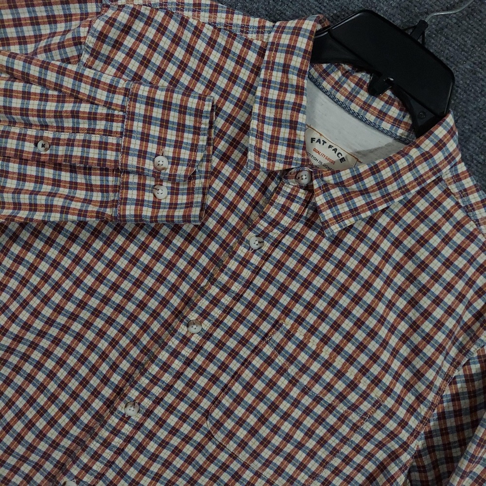 FatFace Shirt Mens XL Red Plaid Button Front Long Sleeve Casual Check Multicolor